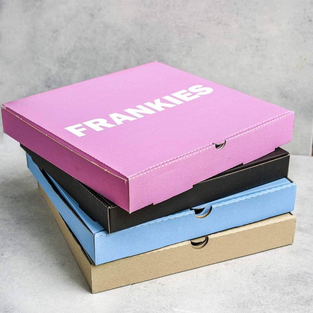 Custom designed colorful pizza boxes